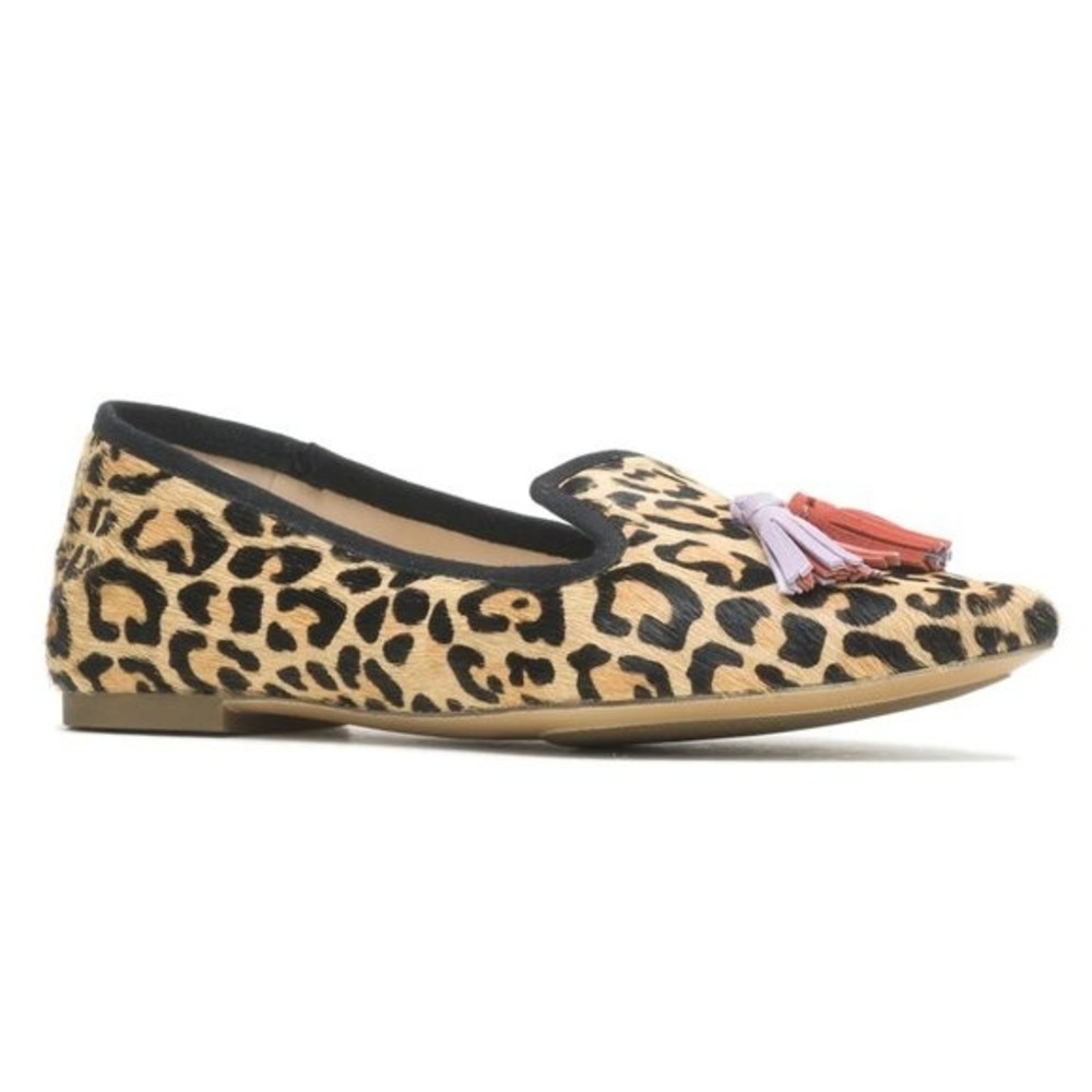 6W 6 WIDE Hush Puppies Womens‎ Sadie Leather Leopard Slip On Loafers Shoes Flats